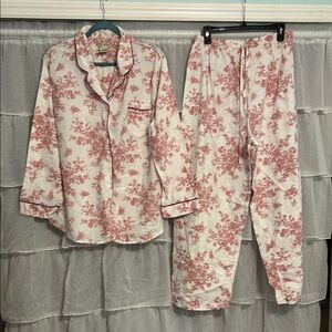 Laura Ashley Red and White Vintage Floral Pajama Set